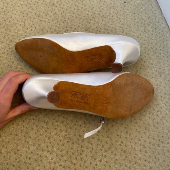 Satin white Bridal or Ballroom Dance shoes - Picture 7 of 10
